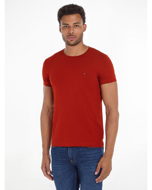 Tommy Hilfiger T-Shirt STRETCH SLIM FIT TEE mit Rundhalsausschnitt in Red für Herren