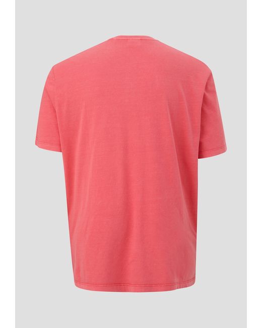 S.oliver Kurzarmshirt T-Shirt mit und Henley-Ausschnitt Garment Dye in Pink für Herren