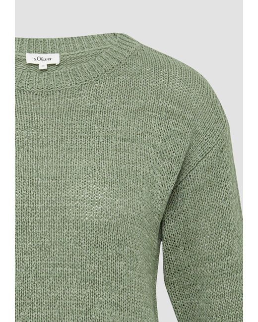 S.oliver Green Strickpullover aus Bändchengarn mit 3/4-Ärmeln