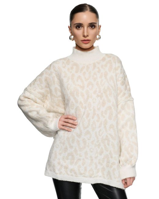 Worldclassca White Longpullover Oversize Strickpulllover)