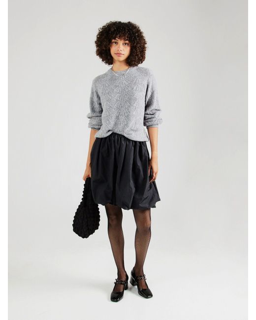 Object Gray Strickpullover OBJFLORA (1-tlg) Lochmuster
