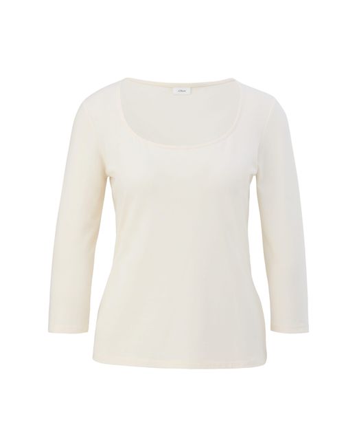 S.oliver White 3/4-Arm-Shirt Longsleeve aus Baumwollstretch