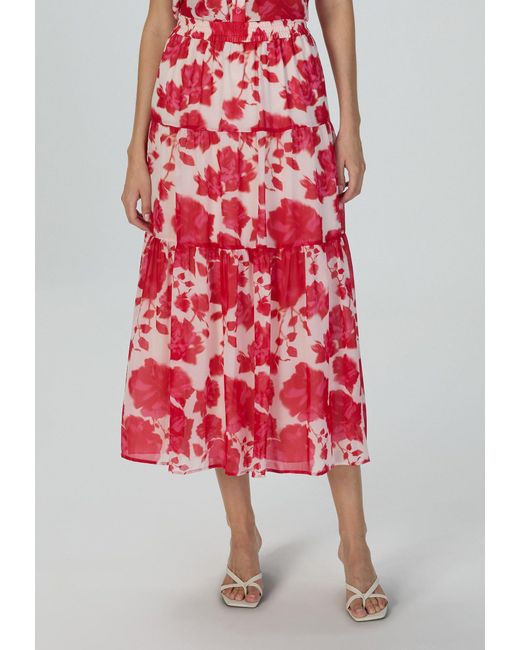 MARC AUREL Red Maxirock mit Rosenprint