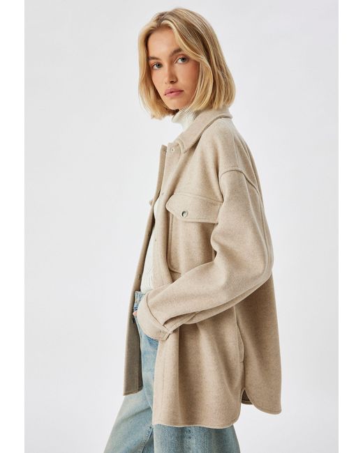 Koton Natural Hemdjacke Regular Klassisch