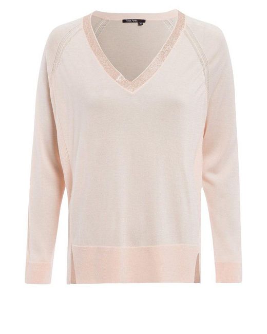 MARC AUREL White Strickpullover Strick powder