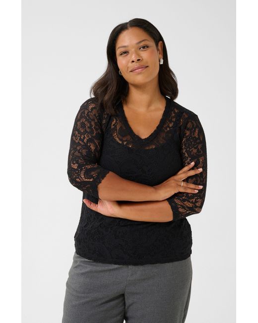 Kaffe Black Langarmbluse Langarm-Bluse KCluca Große Größen