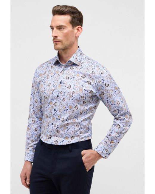 Eterna Langarmhemd MODERN FIT NON IRON (bügelfrei) in Blue für Herren