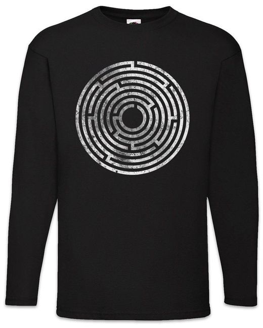 Urban Backwoods Langarmshirt Circle Maze Langarm T-Shirt Kreis Kreisel Spirale Hypnose Hypnotiseur in Black für Herren