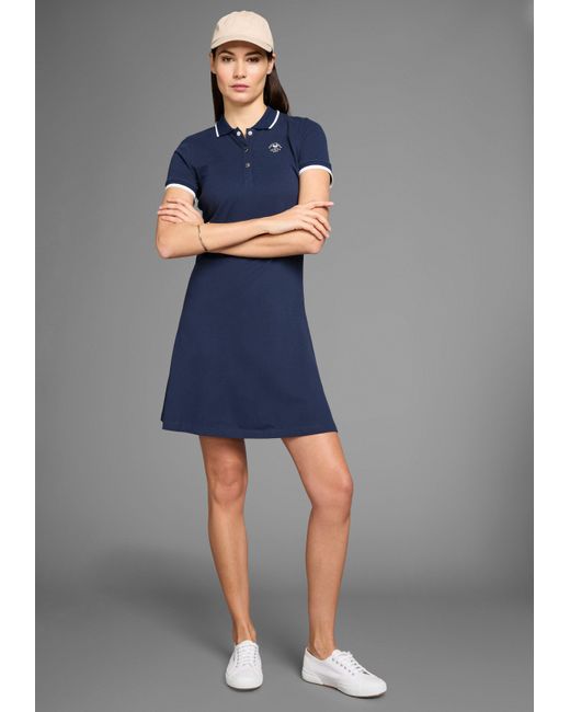 Hechter Paris Blue Polokleid mit Kontrastdetails und Logoprint