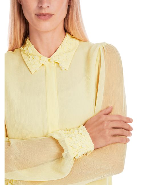 Marc Cain Yellow "Dew Drop" Glam Party Premium mode Hemdbluse aus zartem Viskose-Crêpe
