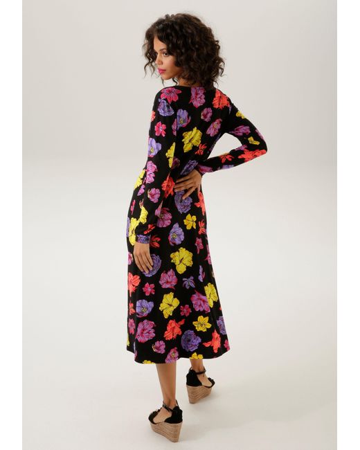 | CASUAL DE bedruckt farbenfrohen Jerseykleid Blüten Aniston mit Lyst