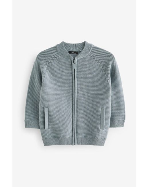 Next Strickjacke Bomberjacke mit durchgehendem Reißverschluss (1-tlg) in Blue für Herren