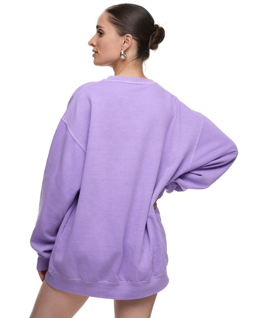 Worldclassca Purple Oversized Happy Love Print Langarm Pullover Freizeit Sweatshirt