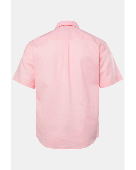 JP1880 Kurzarmhemd Hemd Halbarm Leinenmix Buttondown-Kragen in Pink für Herren