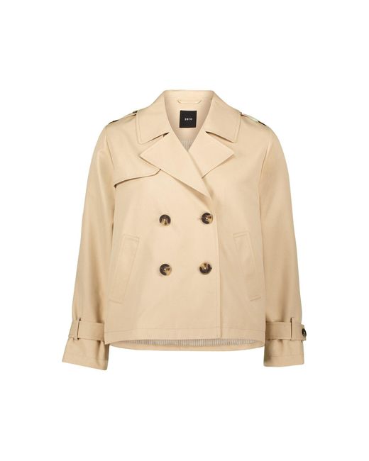 Zero Natural Langjacke Trenchjacke zweireihig mit Reverskragen