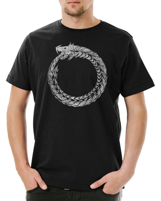 Urban Backwoods Print- Ouroboros T-Shirt Uroboros Schlange Ancient Myths Mythologie in Black für Herren