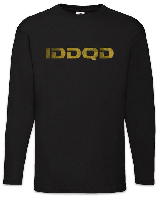 Urban Backwoods Langarmshirt IDDQD Langarm T-Shirt Fun Nerd Geek Sysadmin Coder Analyst IT Cheat in Black für Herren