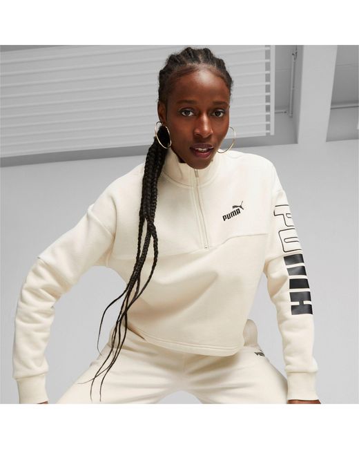 PUMA White Fleecepullover Pullover POWER Colorblock High Neck Crew Winterized 676027