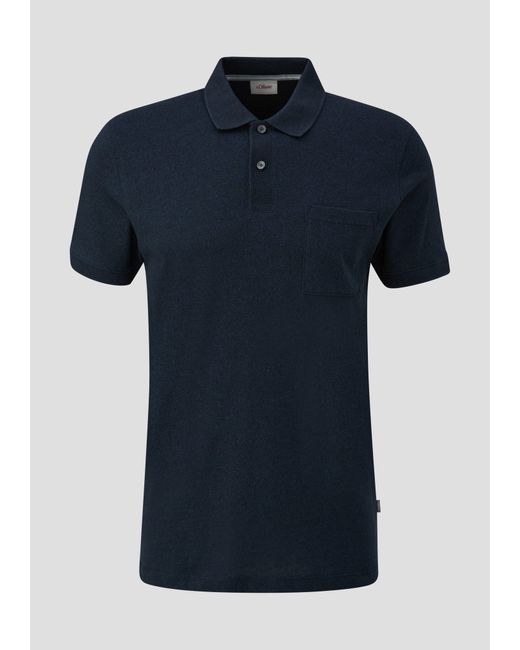 S.oliver Kurzarmshirt Poloshirt in melierter Optik in Blue für Herren