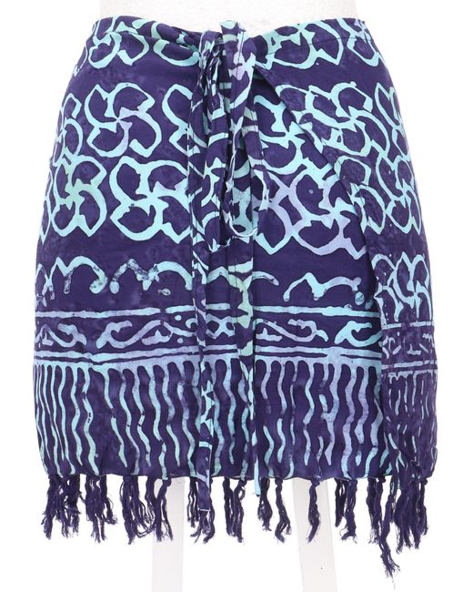 Guru-Shop Blue Minirock Kurzer Wickelrock mit Fransen, Strandrock