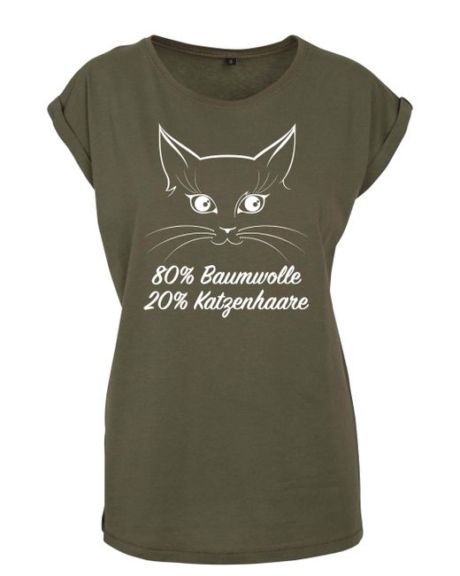 Youth Designz Green Print- "Katzenhaare" T-Shirt als Statement oder Geschenk Motiv mit stylischen Frontprint für Frauen