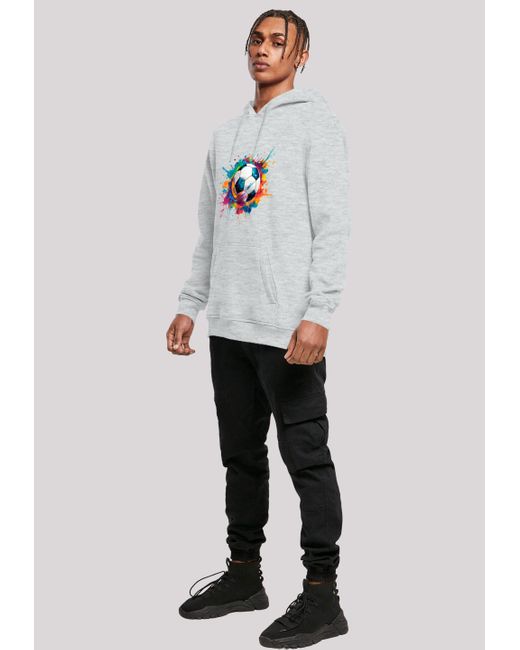 F4NT4STIC Kapuzenpullover Bunte Fußball Grafik Premium Qualität in Gray für Herren
