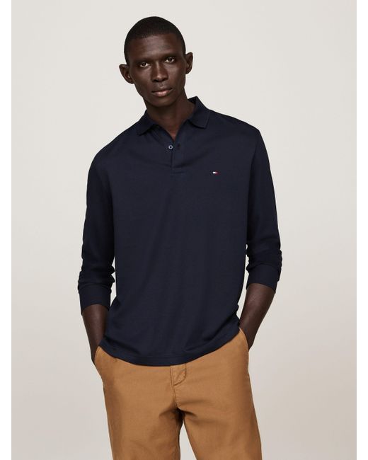 Tommy Hilfiger Langarm-Poloshirt L/S LIQUID COTTON REG POLO in Blue für Herren
