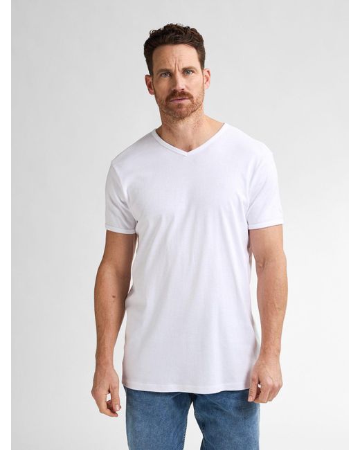 Petrol Industries 2-er Pack Basic-T-Shirt V-Ausschnitt in White für Herren