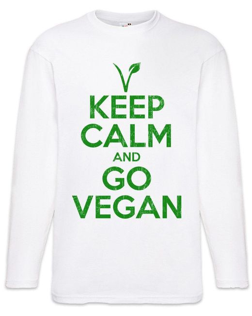Urban Backwoods Langarmshirt Keep Calm And Go Vegan Langarm T-Shirt Vegan Vegetables Vegetarianism in White für Herren