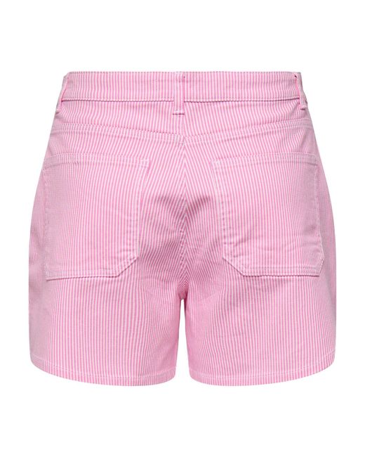 ONLY Pink Bermudas Gestreifte Bermuda mit Knopf und Taschen ONLVOX HW STRIPE SHORTS PNT