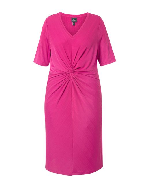 Ulla Popken Pink Jerseykleid drapiert V-Ausschnitt Halbarm