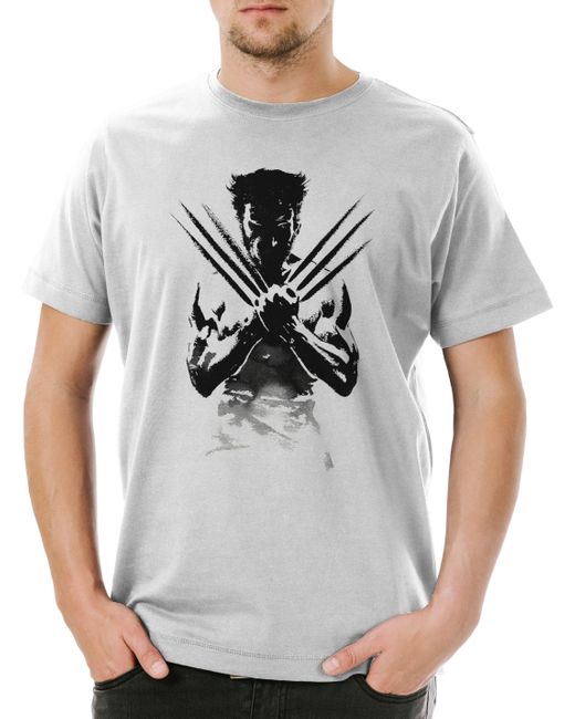 Urban Backwoods Print- Shadow Warrior T-Shirt Wolverine Mutant Logan Way Logo Kult in Gray für Herren