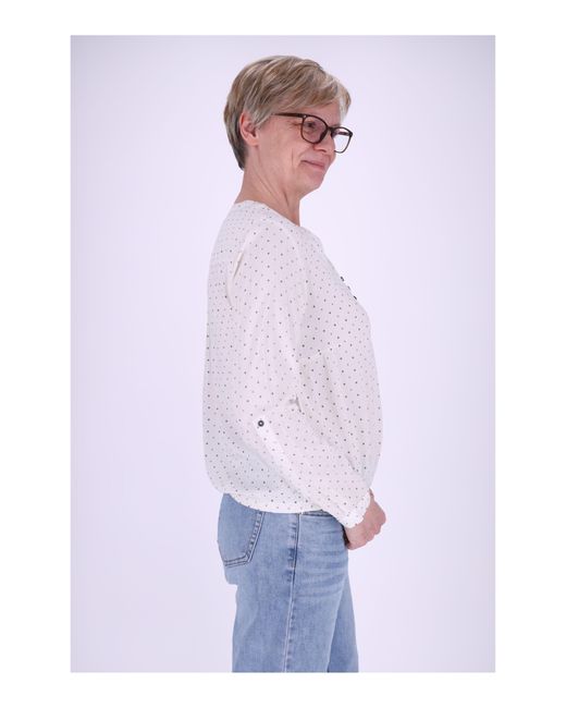 SPLASH OF COLOR White Klassische Bluse Schlupfbluse mit Gummibund und Minimalprint Karo