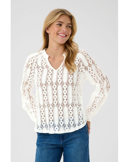 Cream White Langarmbluse Langarm-Bluse CRTully