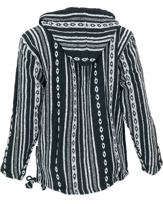 Guru-Shop Sweater Goa Kapuzenshirt, Baja Hoodie, Boho .. Ethno Style, alternative Bekleidung, Hippie in Blue für Herren