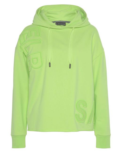 Elbsand Green Kapuzensweatshirt Elgin mit Logostickerei, lockerer Hoodie aus elastischer Baumwolle