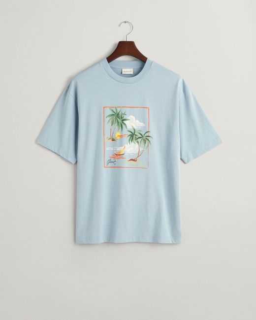 Gant Hawaiian Print T-Shirt in Blue für Herren