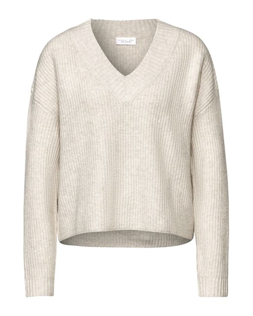 STREET ONE STUDIO White Strickpullover mit V-Ausschnitt