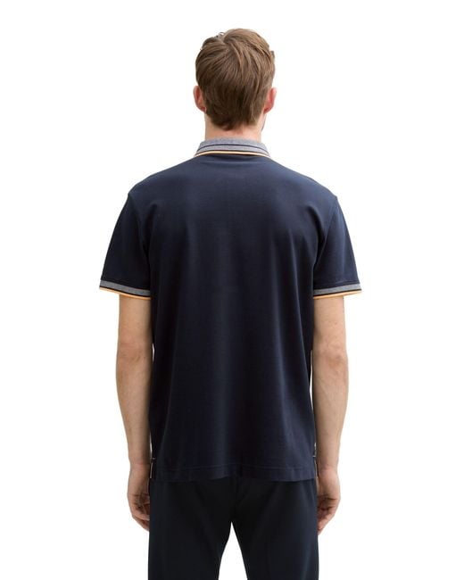 Tom Tailor Poloshirt mit kontrastierenden Streifen und Logo Polo Shirts in Blue für Herren