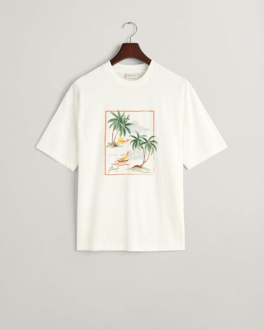 Gant Hawaiian Print T-Shirt in Natural für Herren