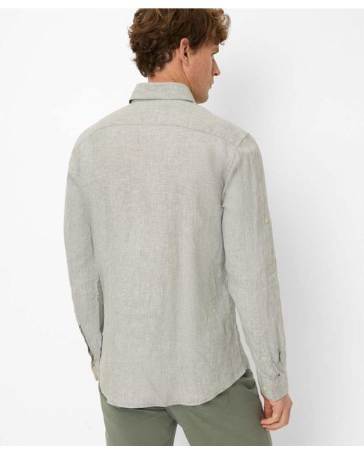 Brax Langarmhemd Style Dirk U (41-3508) Leinenhemd in Gray für Herren