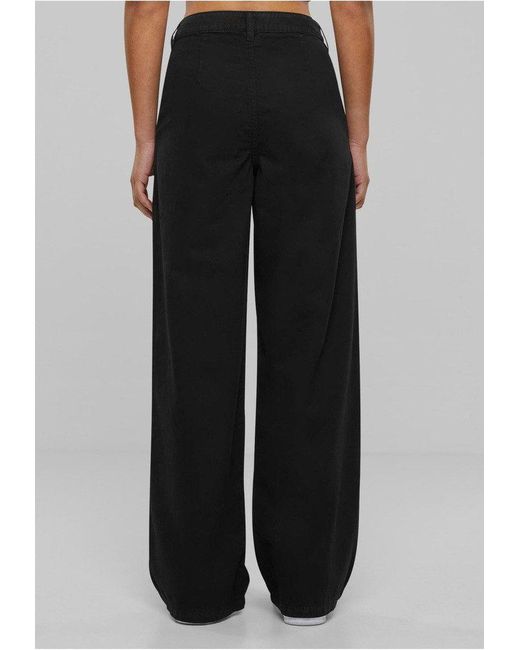 Urban Classics Black Stoffhose Ladies Organic Pleated Cotton Pants