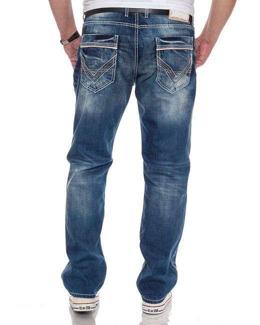 Cipo & Baxx Straight-Jeans mit Kontrastnähten im Regular Fit in Blau für  Herren | Lyst DE