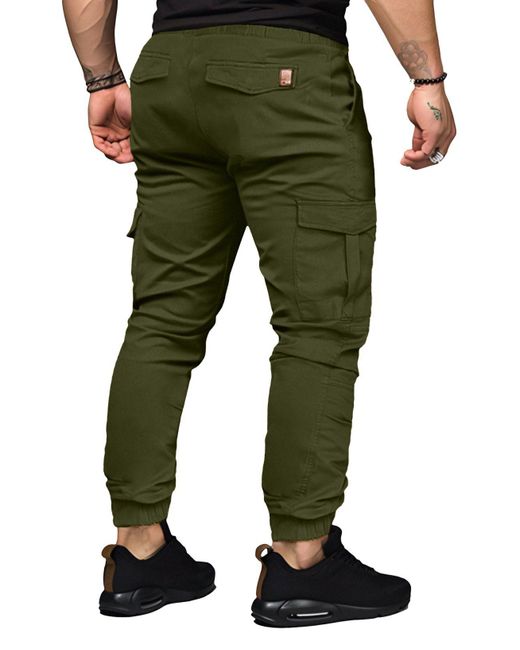 JMIERR Cargohose Cargohose Baumwolle Chino Hose Jogginghose in Green für Herren