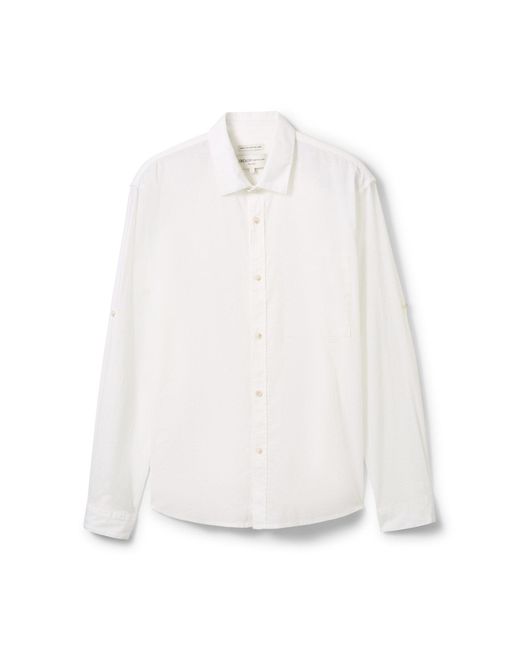 Tom Tailor Langarmhemd relaxed cotton linen shirt in White für Herren