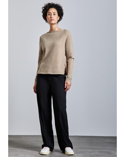Street One Natural Strickpullover mit U-Boot-Ausschnitt