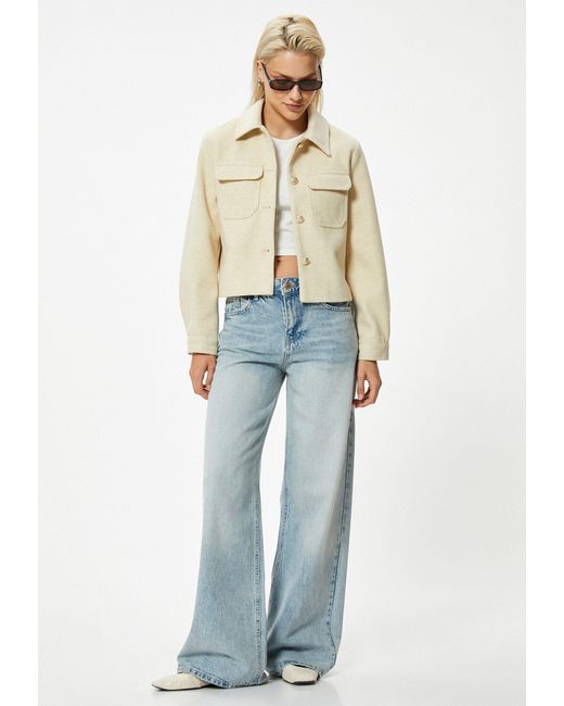 Koton Natural Hemdjacke Regular Klassisch