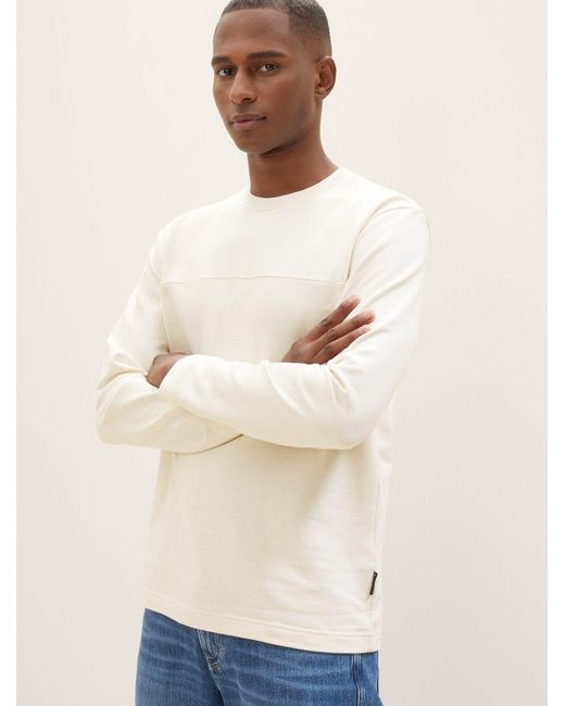 Tom Tailor T-Shirt Langarmshirt mit Struktur in Weiß für Herren | Lyst DE