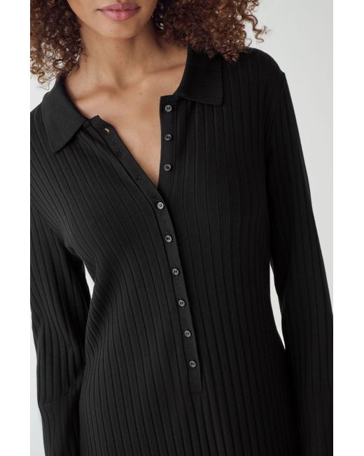 Next Black Langärmeliges Maxikleid mit Kragendetail (1-tlg)