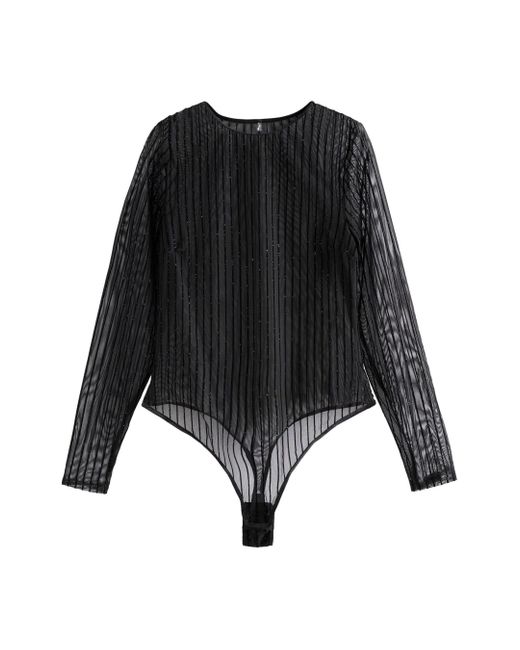Self Black Langarmbody . Mesh-Body mit langen Ärmeln (1-tlg)